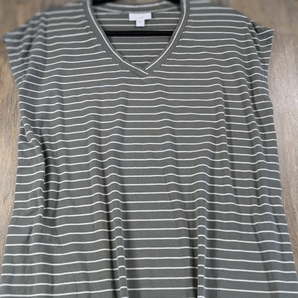 J. Jill Gray and White Striped Midi Dress - Picture 3 of 9